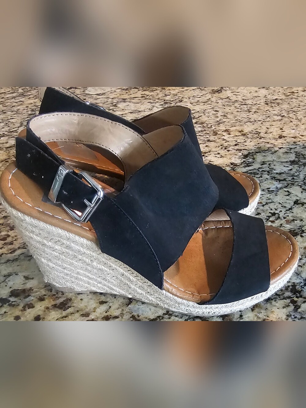 Dv By Dolce Vita Black Women’s Wedge Espadrille Sandals - Suede Upper Size 7